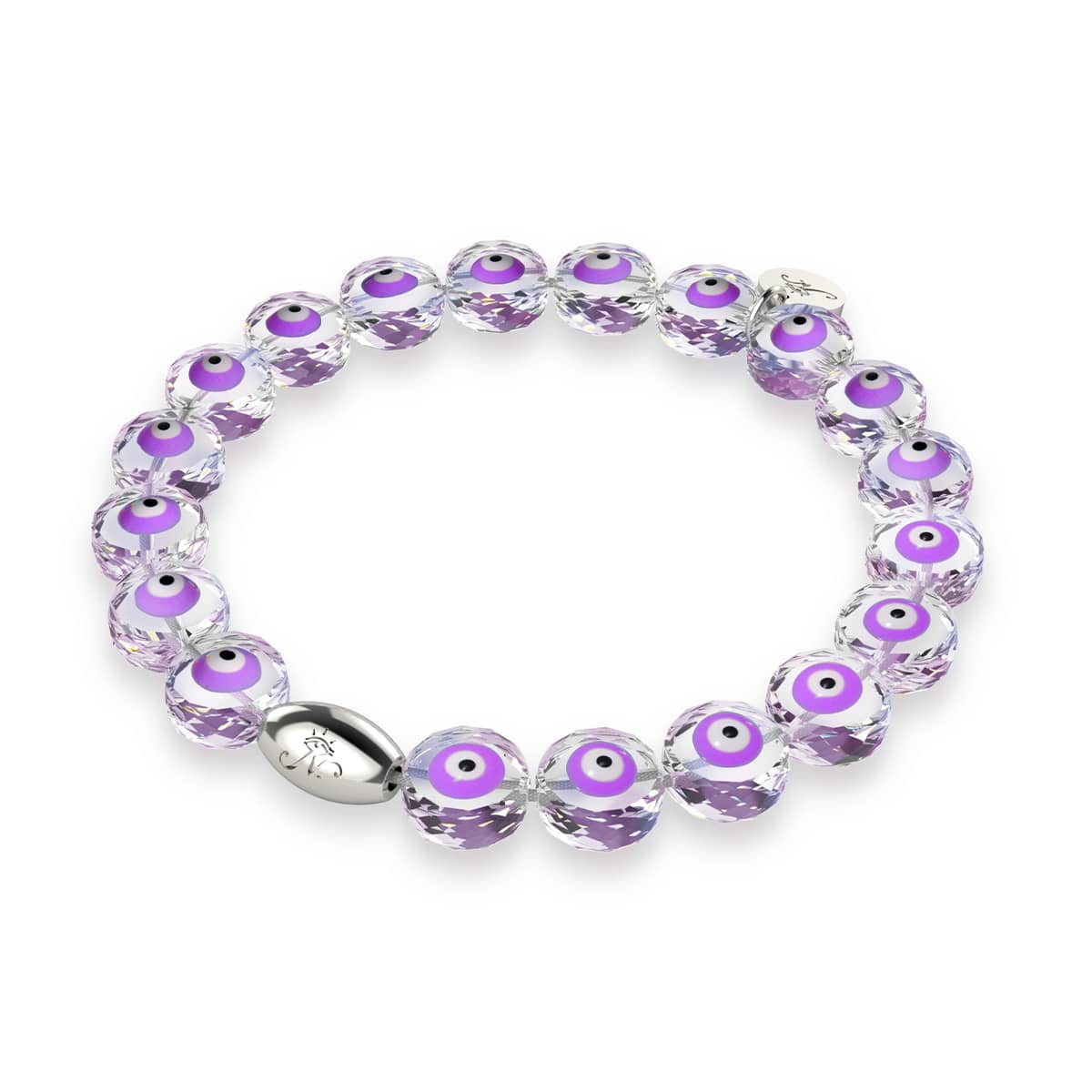 Bracelet Mauvais Œil en Cristal | Argent Sterling 925 | Violet